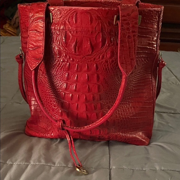 Brahmin Red Crocodile Embossed Tote Bag - Picture 1 of 6